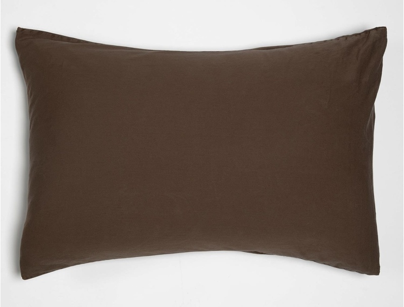 Pillowcase 50x70 cm Brown Washed organic cotton sateen