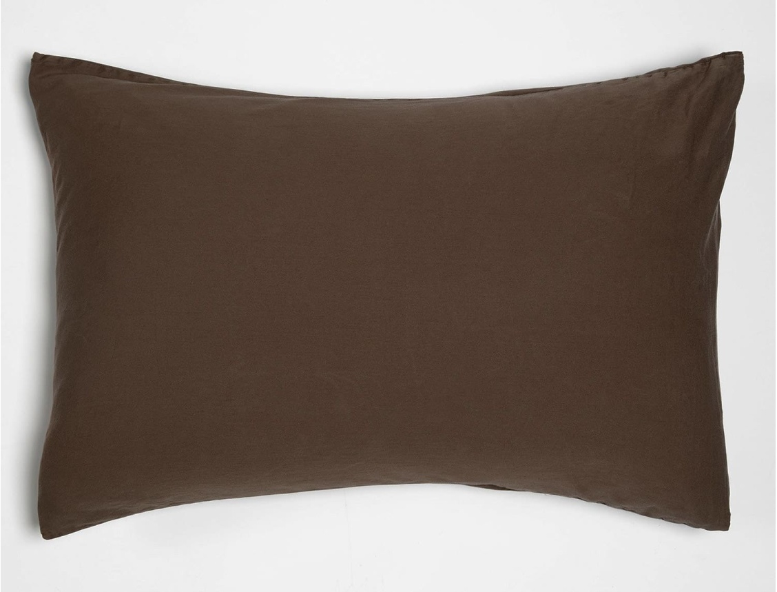 Pillowcase 50x70 cm Brown Washed organic cotton sateen