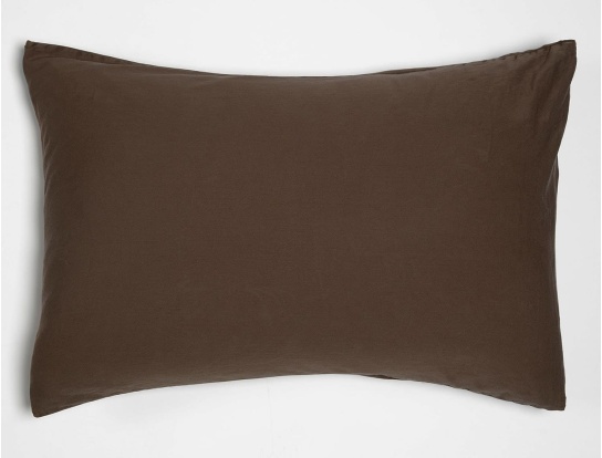 Federa 50x70 cm Marrone in Raso di Cotone Biologico Lavato