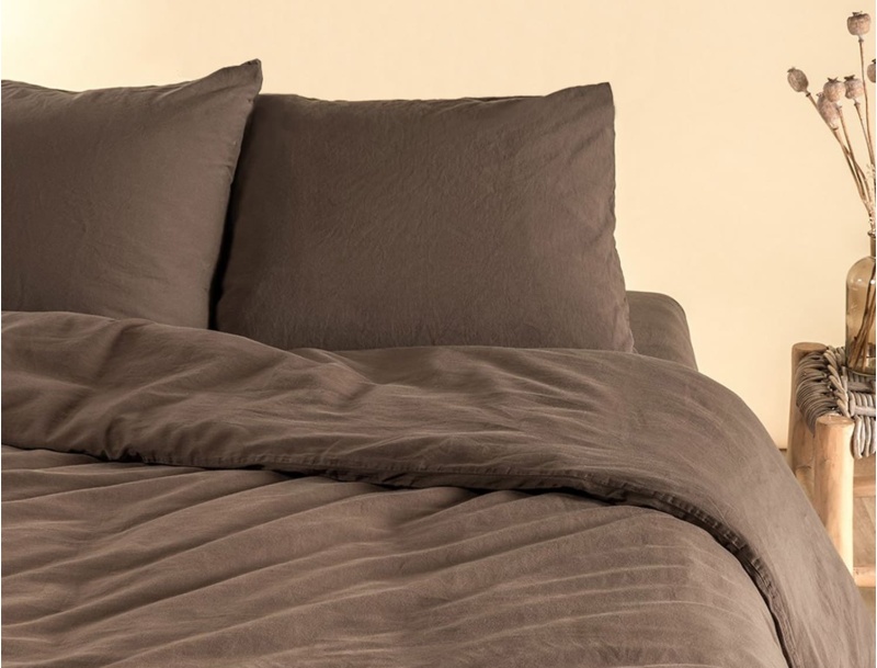 Federa 50x70cm Raso di cotone Marrone GOTS
