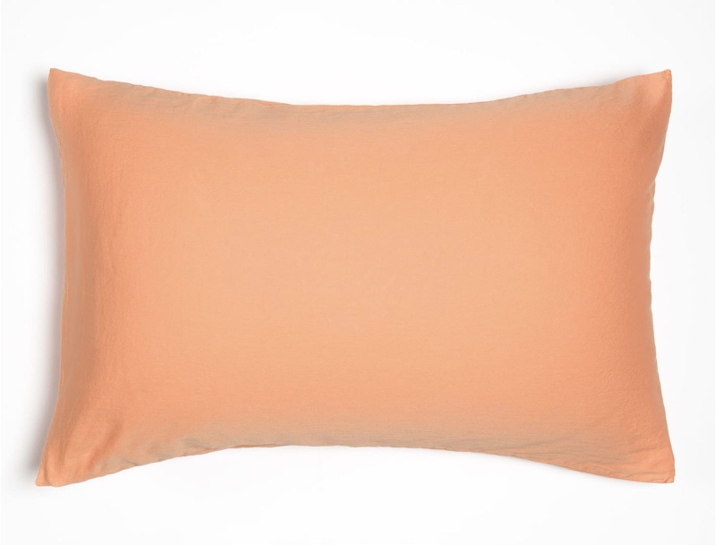 Taie d'oreiller 50x70 cm Peach Satin de Coton Bio lavé