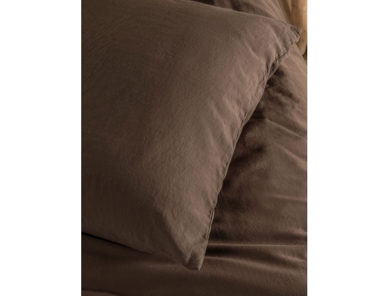 Funda de almohada infantil 60x60cm Marrón certificado GOTS