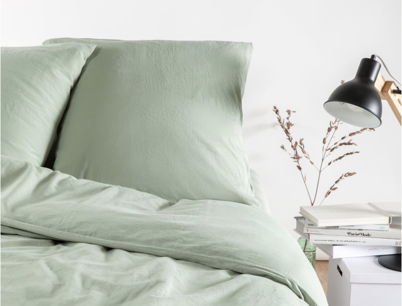 Taie d'oreiller enfant 60x60 Satin de coton bio lavé  Tilleul