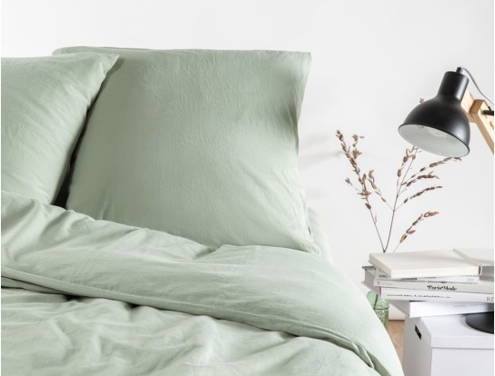 Taie d'oreiller enfant 60x60 Satin de coton bio lavé  Tilleul