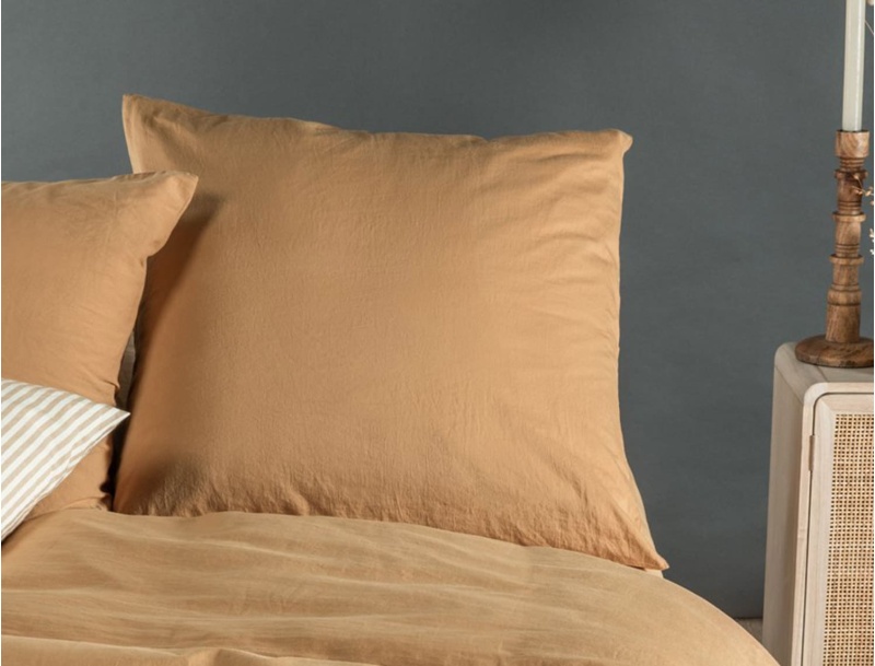 Taie d'oreiller enfant 60x60 Satin de coton bio lavé  Ambre