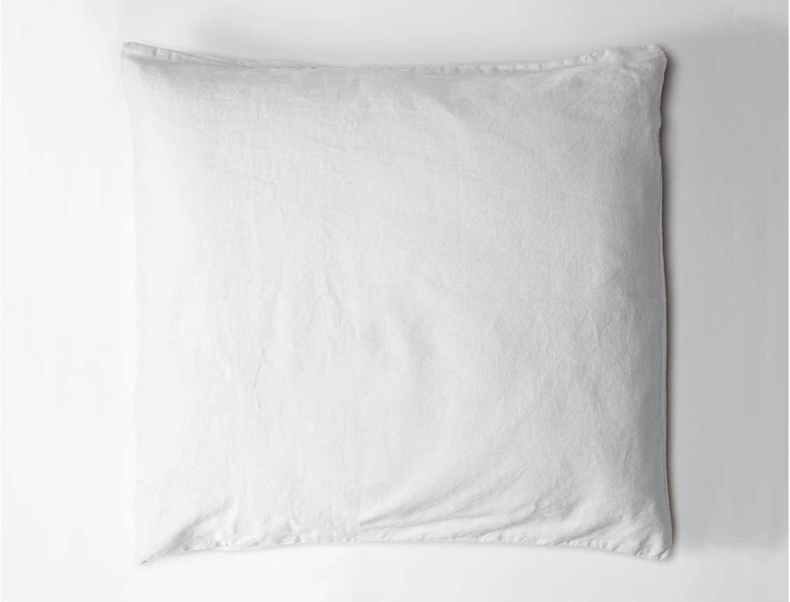 Funda de almohada de satén de algodón orgánico 60x60 cm Blanco tiza
