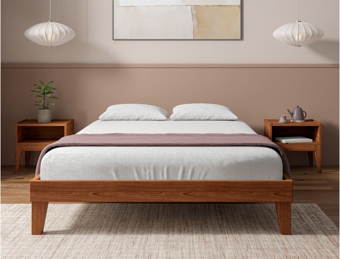Cama de madera maciza 140x190 Baden Nogal