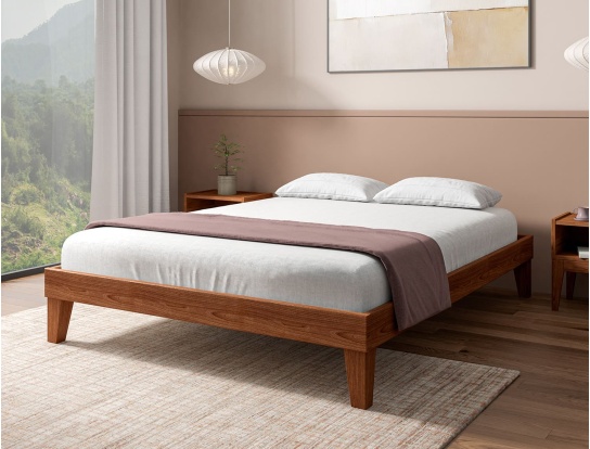 Solid wood adult bed 140x190 Baden Walnut