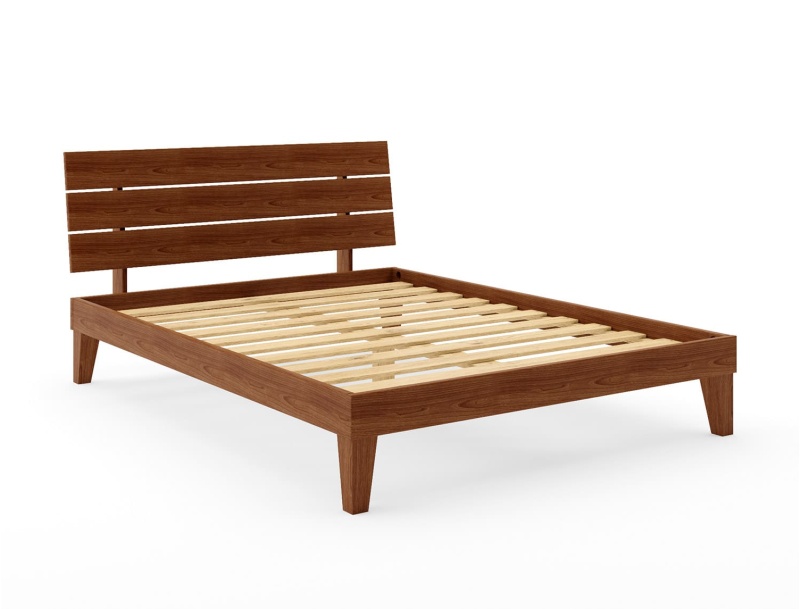 Bed with headboard Baden Walnut 140x190 in solid beech