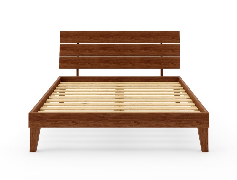 Lit 140x190 avec tête de lit trio et lattes en bois massif Baden Noyer