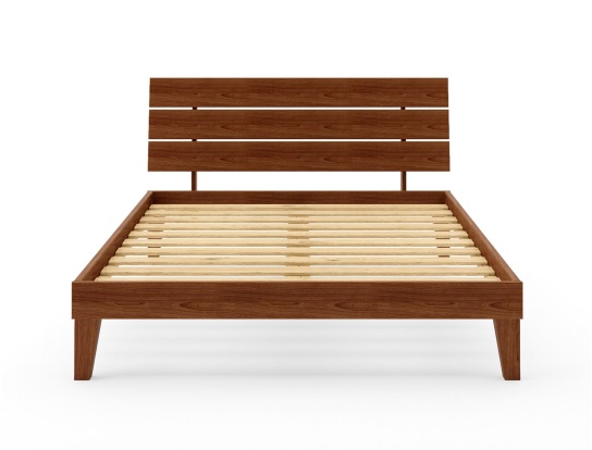 Lit 140x190 avec tête de lit trio et lattes en bois massif Baden Noyer