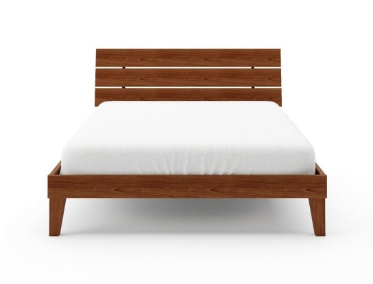 Bett mit Kopfteil aus massiver Buche 140x190 Baden Nussbaum