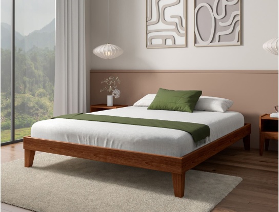 160x200 solid beech bed Baden Walnut