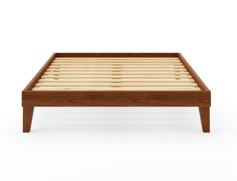 Cadre de lit Baden Noyer 160x200 en bois massif + lattes