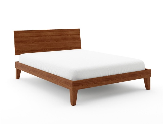 160x200 bed with full headboard in solid wood Baden Walnut