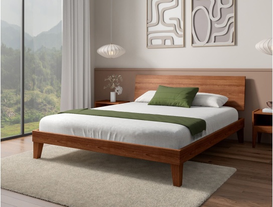 Letto con testiera piena in legno massello 160x200 Baden Noce