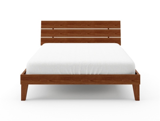 Lit 160x200 avec tête de lit en bois massif Baden Noyer