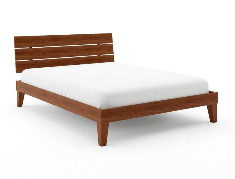 Massief beuken bed met Baden Walnut trio hoofdbord 160x200