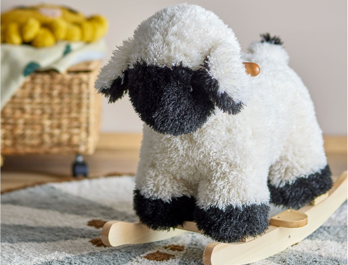 White & Black Dolly Sheep Rocking Toy