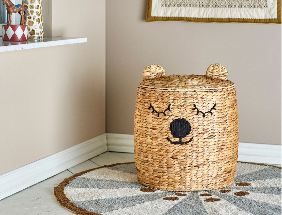 Dolma natural fiber storage basket with lid