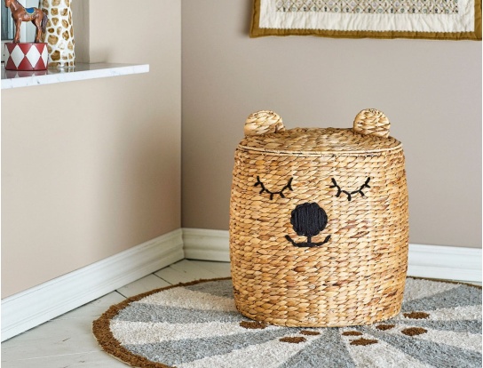 Dolma natural fiber storage basket with lid