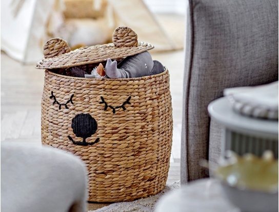 Dolma natural fiber storage basket with lid Bloomingville