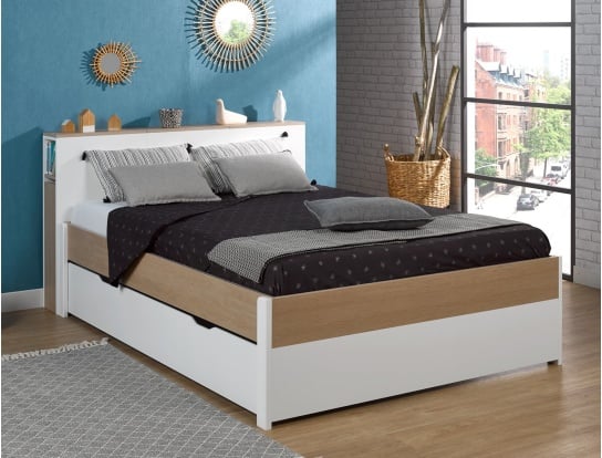 Bett 140x200 Nomade + Aufbewahrungsschublade mit optionalem Kopfteil