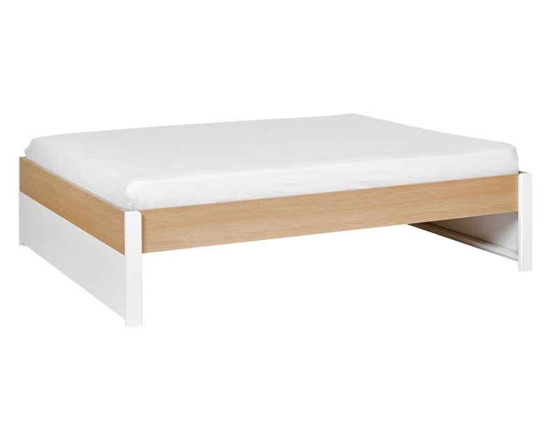 Tweepersoonsbed Nomade 160x200 cm hout en wit