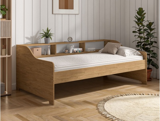 Lit banquette avec rangement 90x200 Achille Chêne