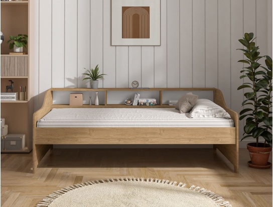 Lit banquette avec rangement 90x200 Chêne Achille