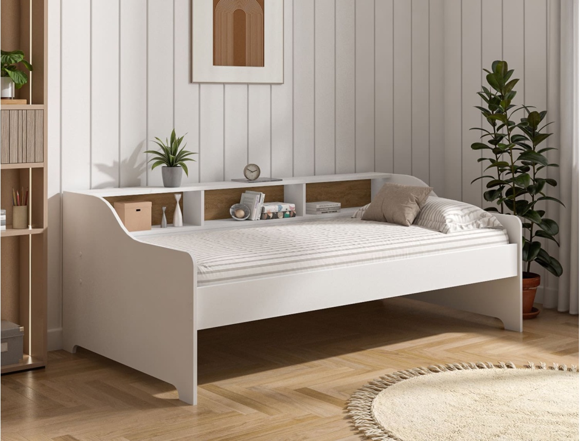 Lit avec rangement Achille blanc couchage 90x200