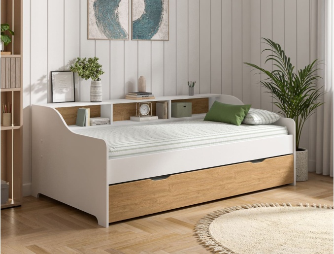 Letto estraibile con contenitore Achille Bianco