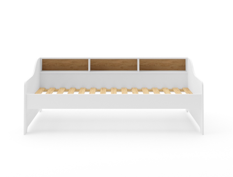 Lit banquette Blanc Achille avec sommier lattes en pin massif.