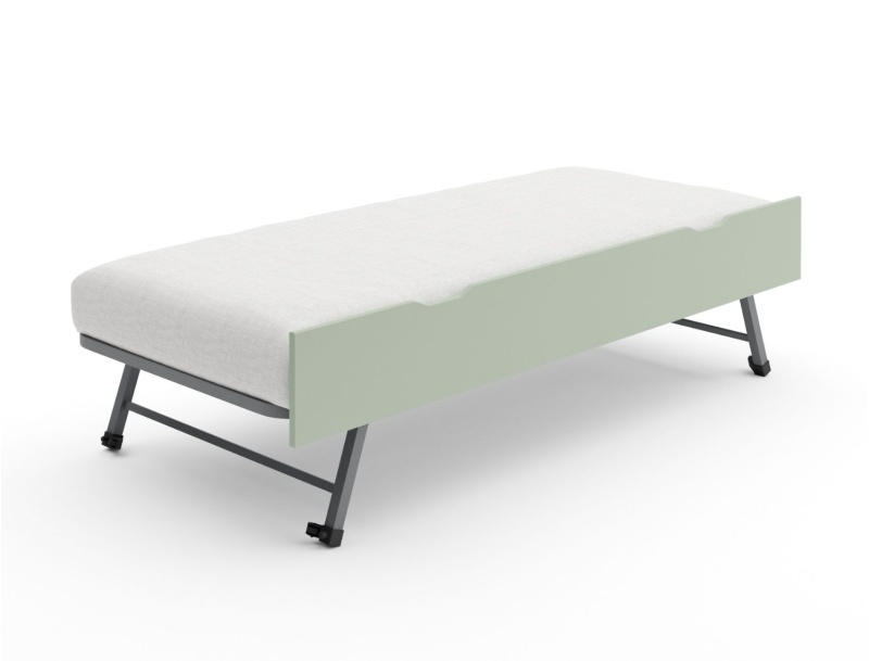 Tiroir gigogne Vert Sauge avec matelas de 16cm d'épaisseur