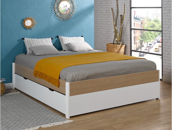 Nomade 160x200 bed with optional storage drawer