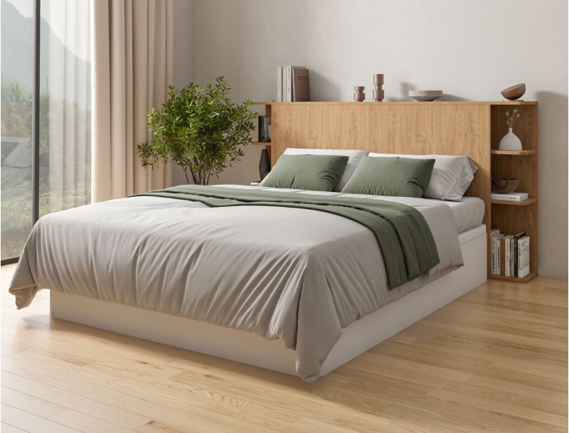 Storage bed + headboard 160x200 Temma