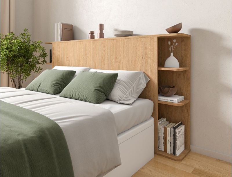 Zoom storage bed + headboard with storage