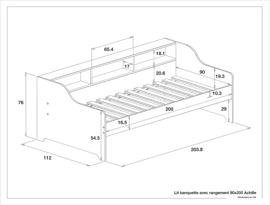Dimensiones de la cama sofá Achille.