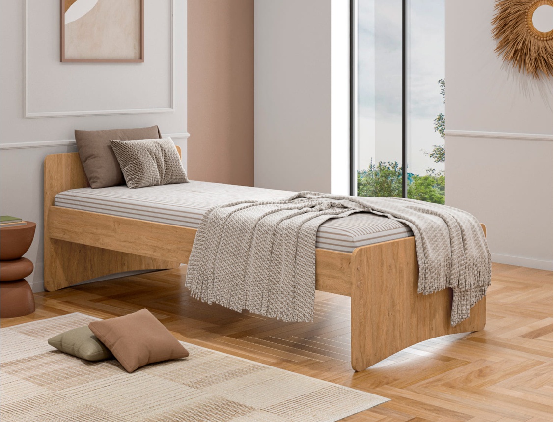 Wooden color bed 90x200 Léna