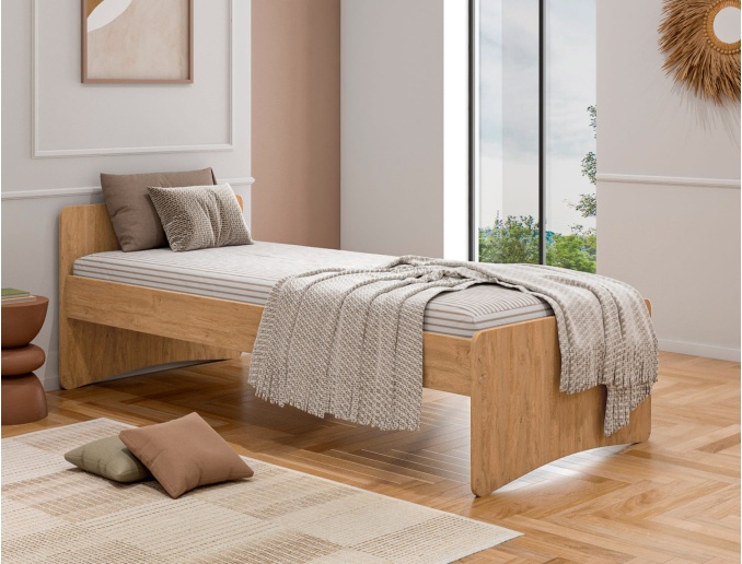 Bed in houtkleur 90x200 Léna