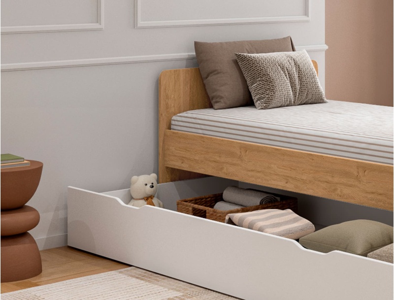 Gesloten opberglade 90x200 voor bed Lea