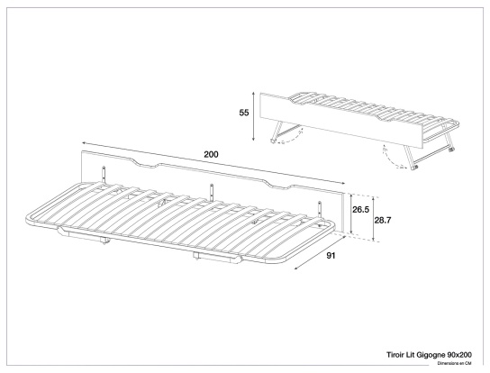 Dimensiones de la cama nido Lena.