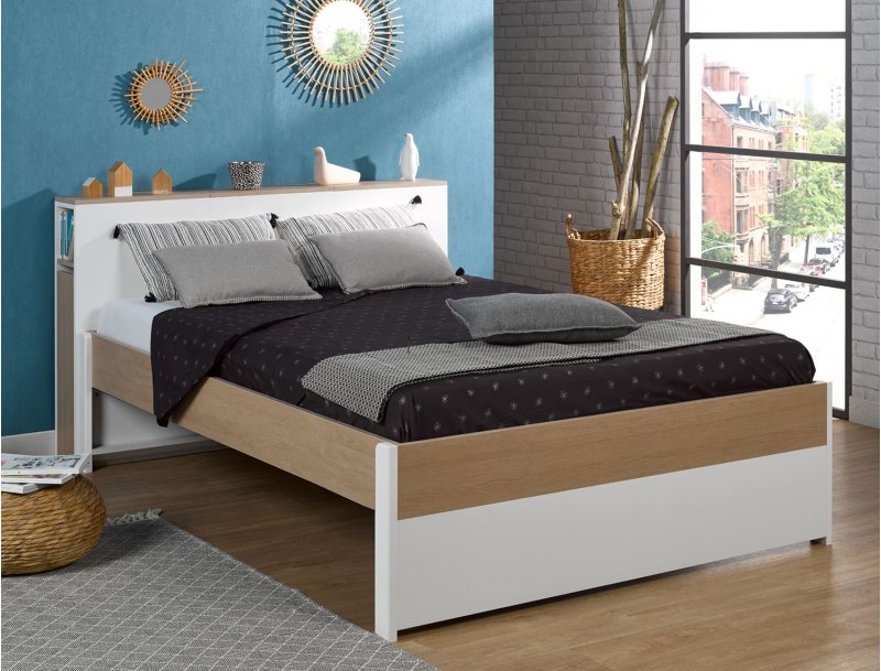 Tweepersoonsbed + Hoofdbord Nomade 140x200 cm.