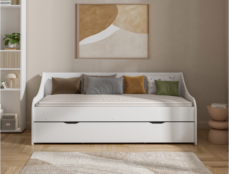 Ausziehbett Calli weiß. Zwei Schlafplätze 80x200 cm