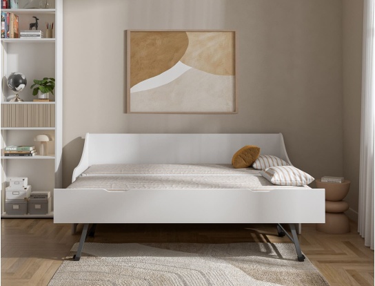 Lit banquette gigogne Calli blanc 2 couchages 80x200