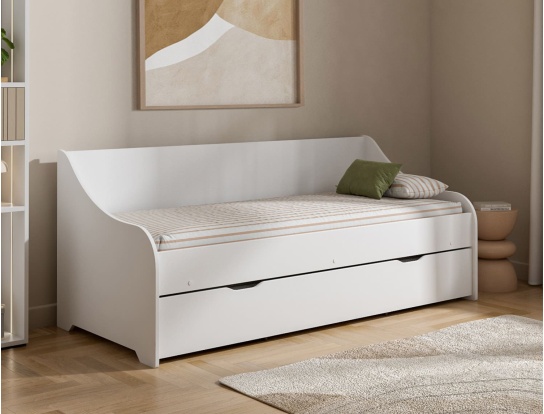 Lit banquette gigogne Calli blanc couchage 80x200