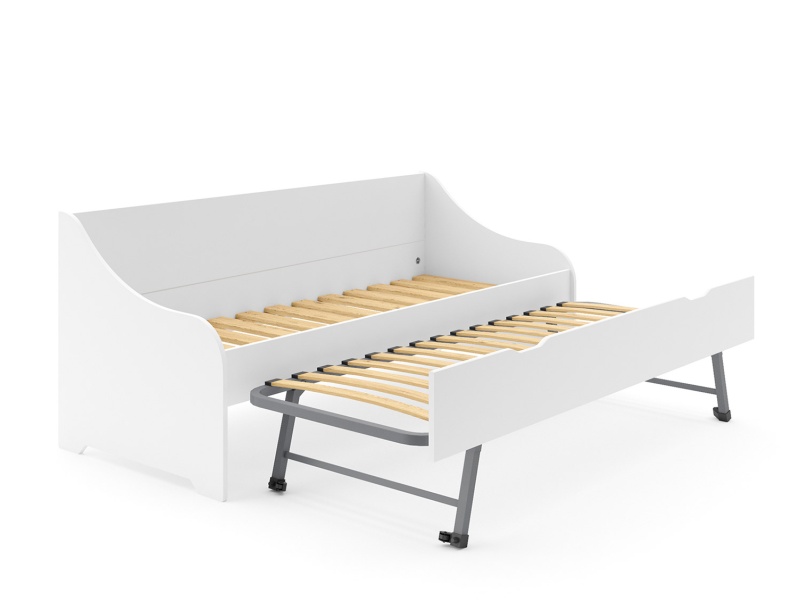 Lit banquette gigogne Calli blanc. deux sommiers