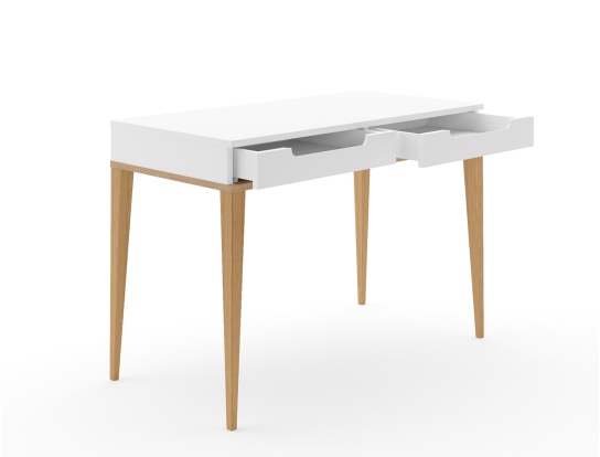 Bureau voor volwassenen Evidence One wit en eiken met twee lades.