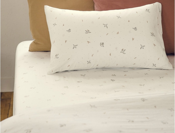 Drap housse pour lit 90x200 en Coton Bio L'envolée