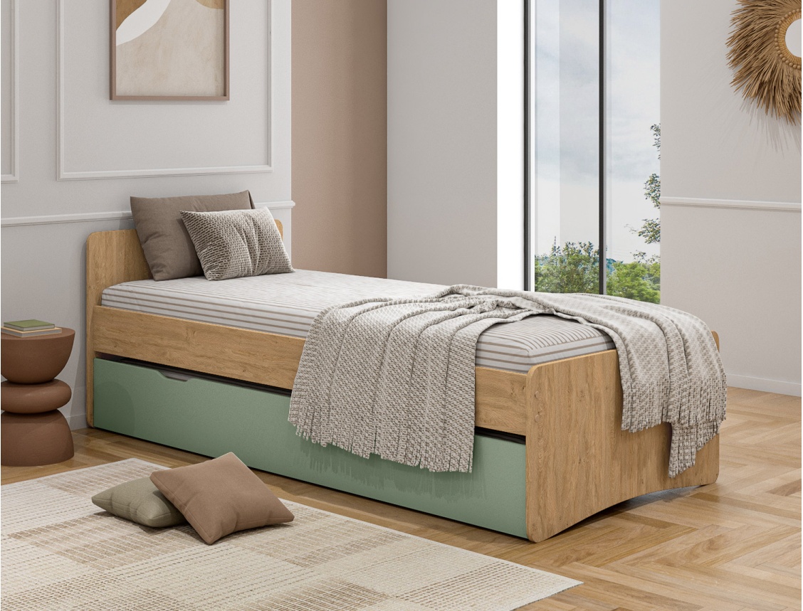 Ausziehbett Lena Holz und Salbei